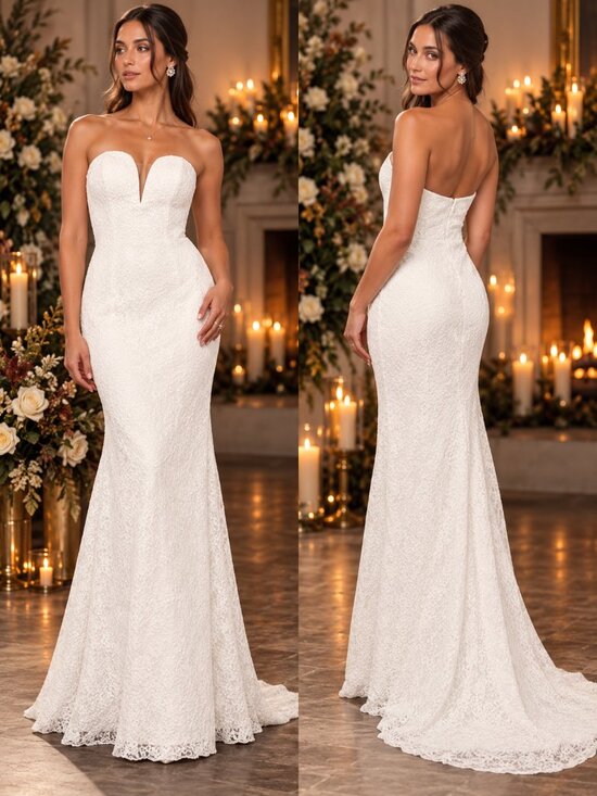Lulus Dresses & Skirts - Lulus Gorgeous Love Lace Strapless Mermaid Wedding Dress XL Sweetheart Train NWT